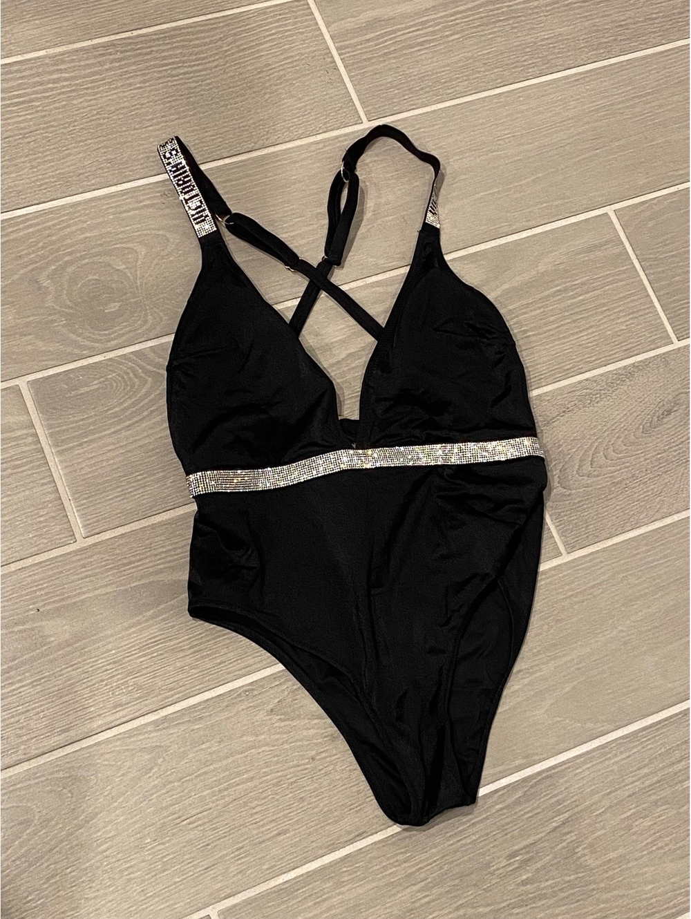 Victoria's Secret Black One-Piece Swimsuit with Sparkle Detail